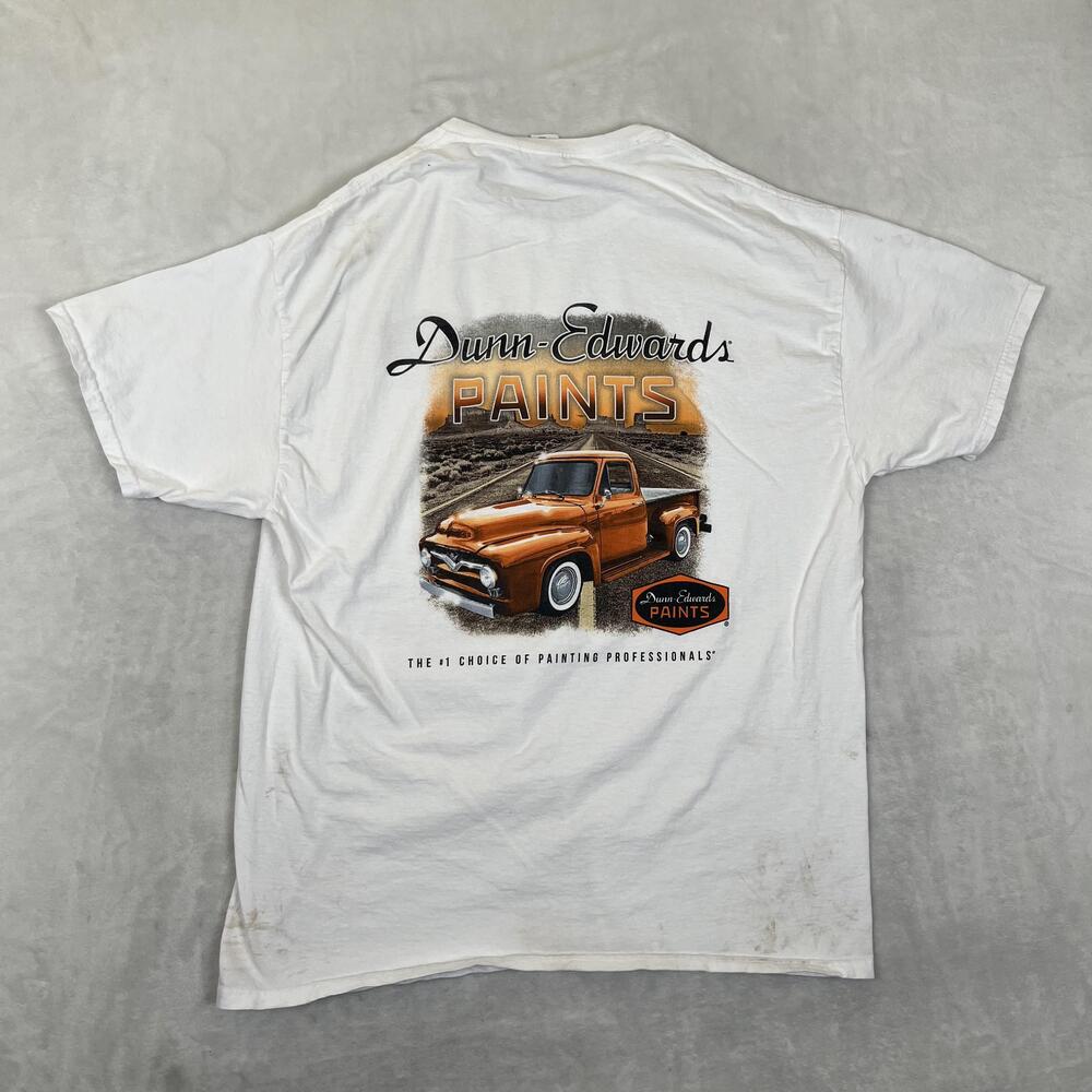 Dunn-Edwards Paints T-Shirt Mens XL White Truck Ad Graphic Retro Vintage
